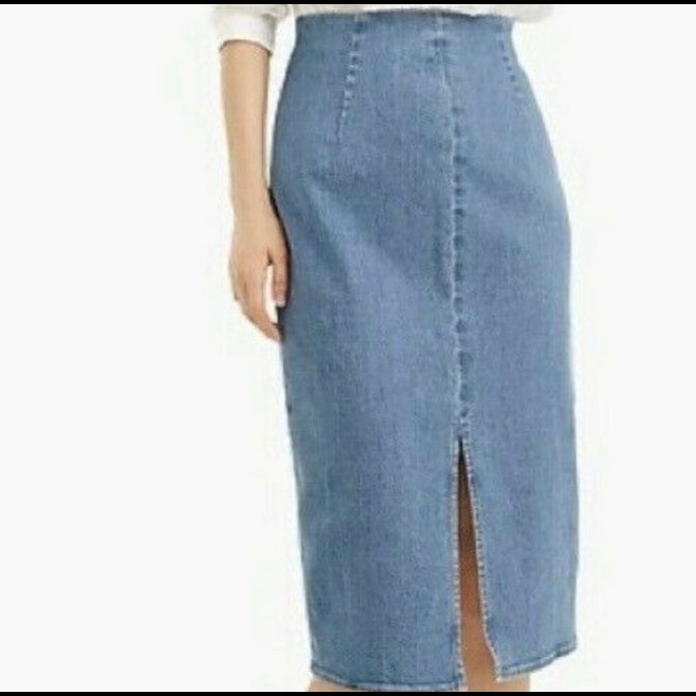 J.Crew Denim Pencil Skirt Midi Stretch SZ 25